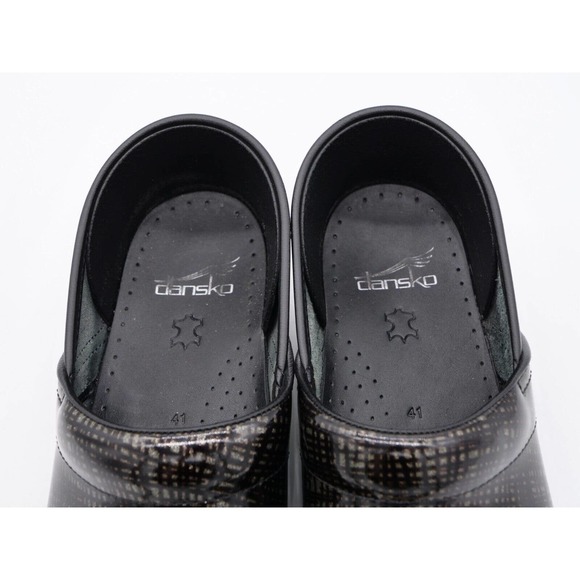 Dansko Original Professional Womens 11 Clogs Black Metallic Patent Leather Shoe - Picture 8 of 11